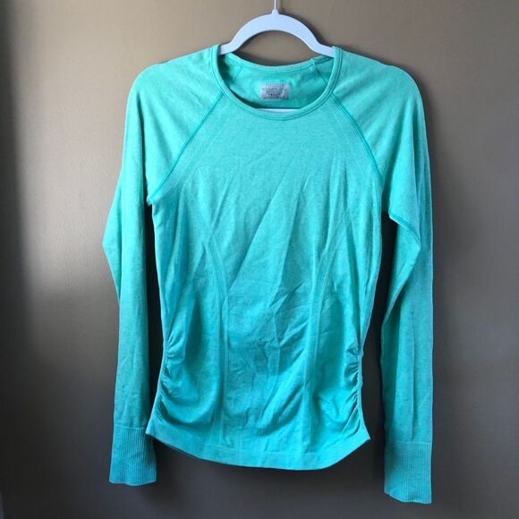 ATHLETA WOMENS FASTEST TRACK TOP SMALL GREEN ACTIVEWEAR WORKOUT LONG SLEEVE YOGA - Picture 1 of 8